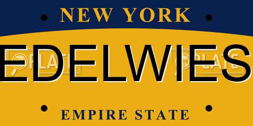 EDELWIES New York License Plate