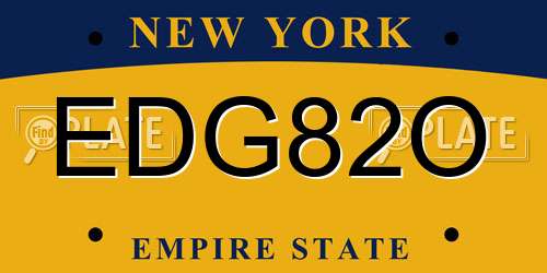 EDG82O New York License Plate
