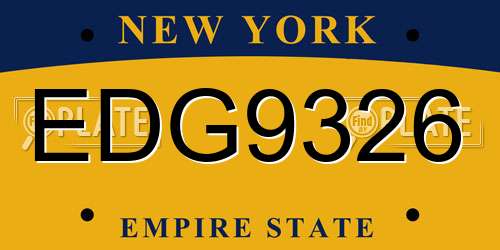 EDG9326 New York License Plate