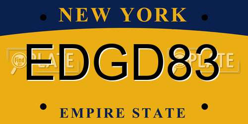 EDGD83 New York License Plate
