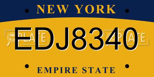 EDJ8340 New York License Plate