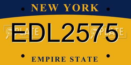 EDL2575 New York License Plate