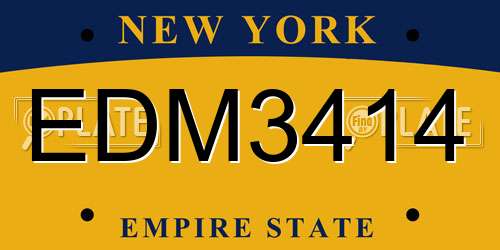 EDM3414 New York License Plate
