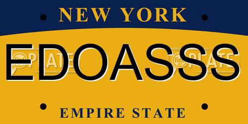 EDOASSS New York License Plate