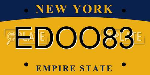 EDOO83 New York License Plate