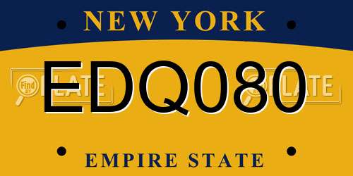 EDQ080 New York License Plate