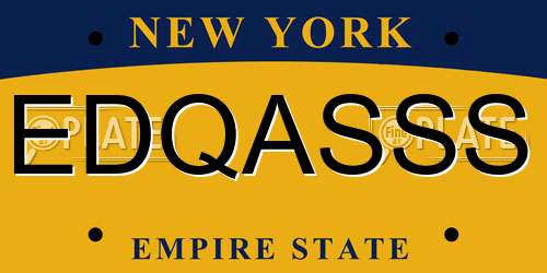 EDQASSS New York License Plate