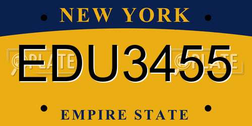 EDU3455 New York License Plate