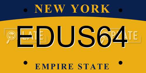 EDUS64 New York License Plate