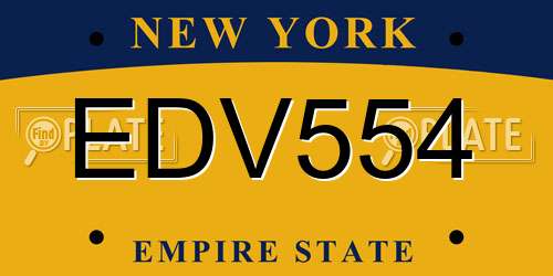 EDV554 New York License Plate