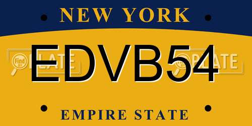 EDVB54 New York License Plate