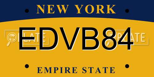 EDVB84 New York License Plate