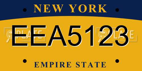 EEA5123 New York License Plate