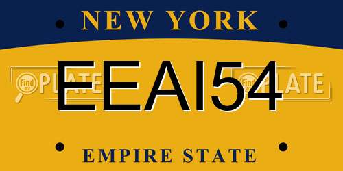 EEAI54 New York License Plate