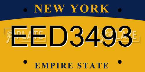 EED3493 New York License Plate