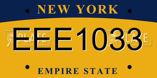 EEE1033 New York License Plate