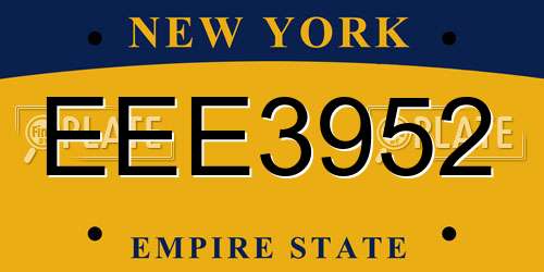 EEE3952 New York License Plate