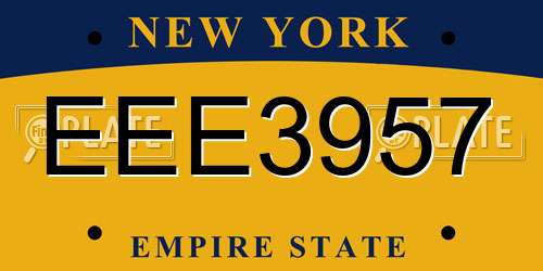 EEE3957 New York License Plate