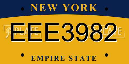 EEE3982 New York License Plate