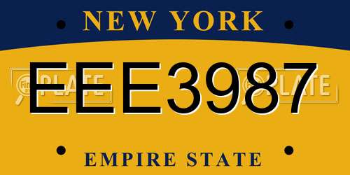 EEE3987 New York License Plate