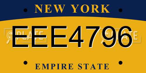 EEE4796 New York License Plate