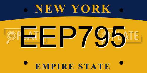 EEP795 New York License Plate