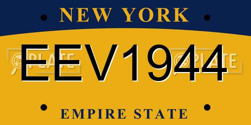 EEV1944 New York License Plate