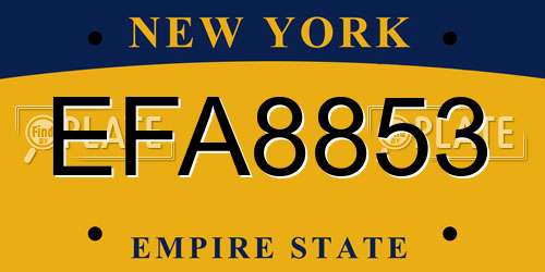 EFA8853 New York License Plate