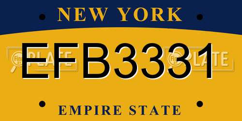 EFB3331 New York License Plate