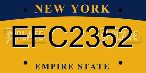 EFC2352 New York License Plate