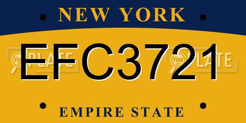 EFC3721 New York License Plate
