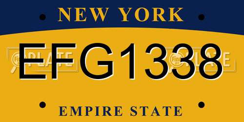 EFG1338 New York License Plate