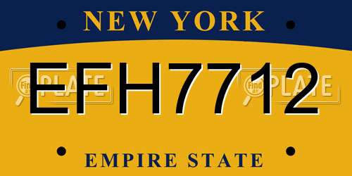 EFH7712 New York License Plate