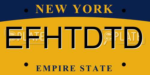 EFHTDTD New York License Plate