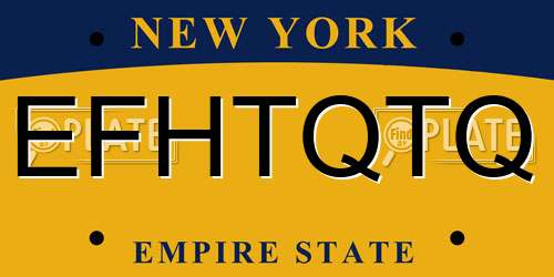 EFHTQTQ New York License Plate