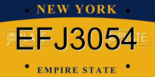 EFJ3054 New York License Plate