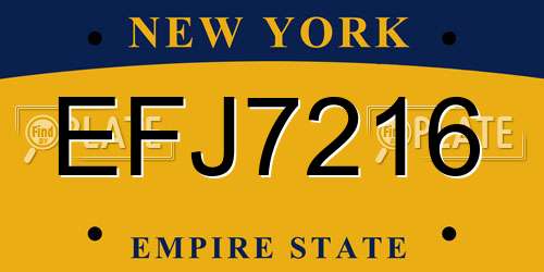 EFJ7216 New York License Plate