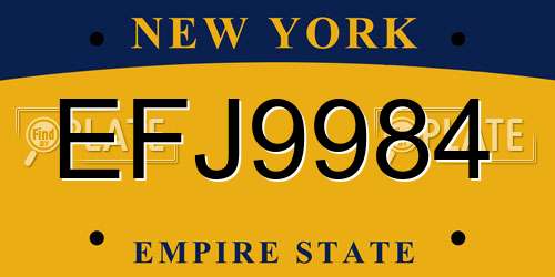 EFJ9984 New York License Plate