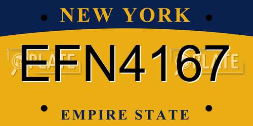 EFN4167 New York License Plate