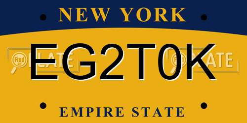 EG2T0K New York License Plate
