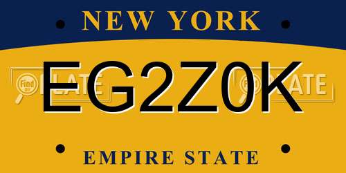 EG2Z0K New York License Plate