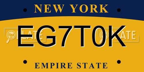 EG7T0K New York License Plate