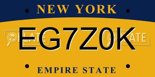 EG7Z0K New York License Plate