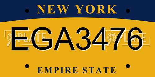 EGA3476 New York License Plate
