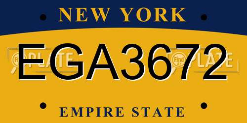 EGA3672 New York License Plate