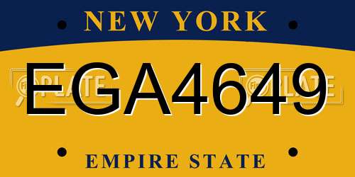 EGA4649 New York License Plate