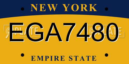 EGA7480 New York License Plate