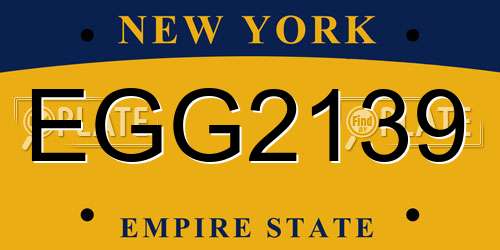EGG2139 New York License Plate