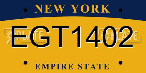 EGT1402 New York License Plate