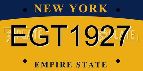 EGT1927 New York License Plate